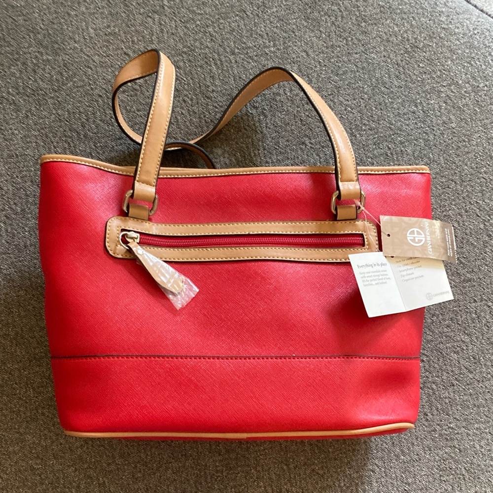 Giani Bernini Red and Tan Tote Bag - Picture 4 of 5